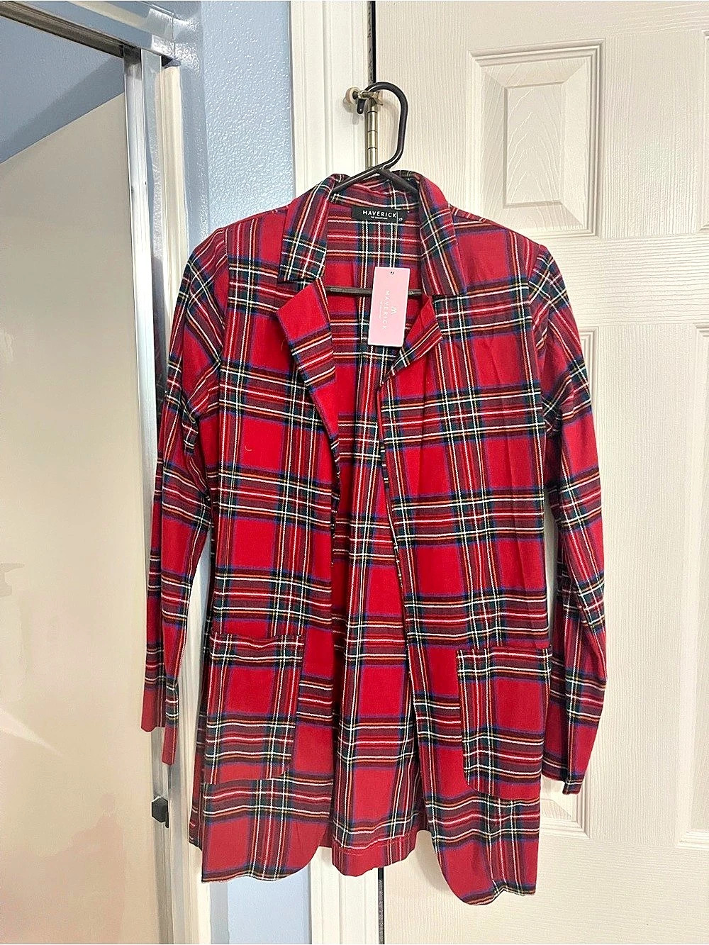 Maverick Plaid Blazer in Red & Blue Size XS NWT